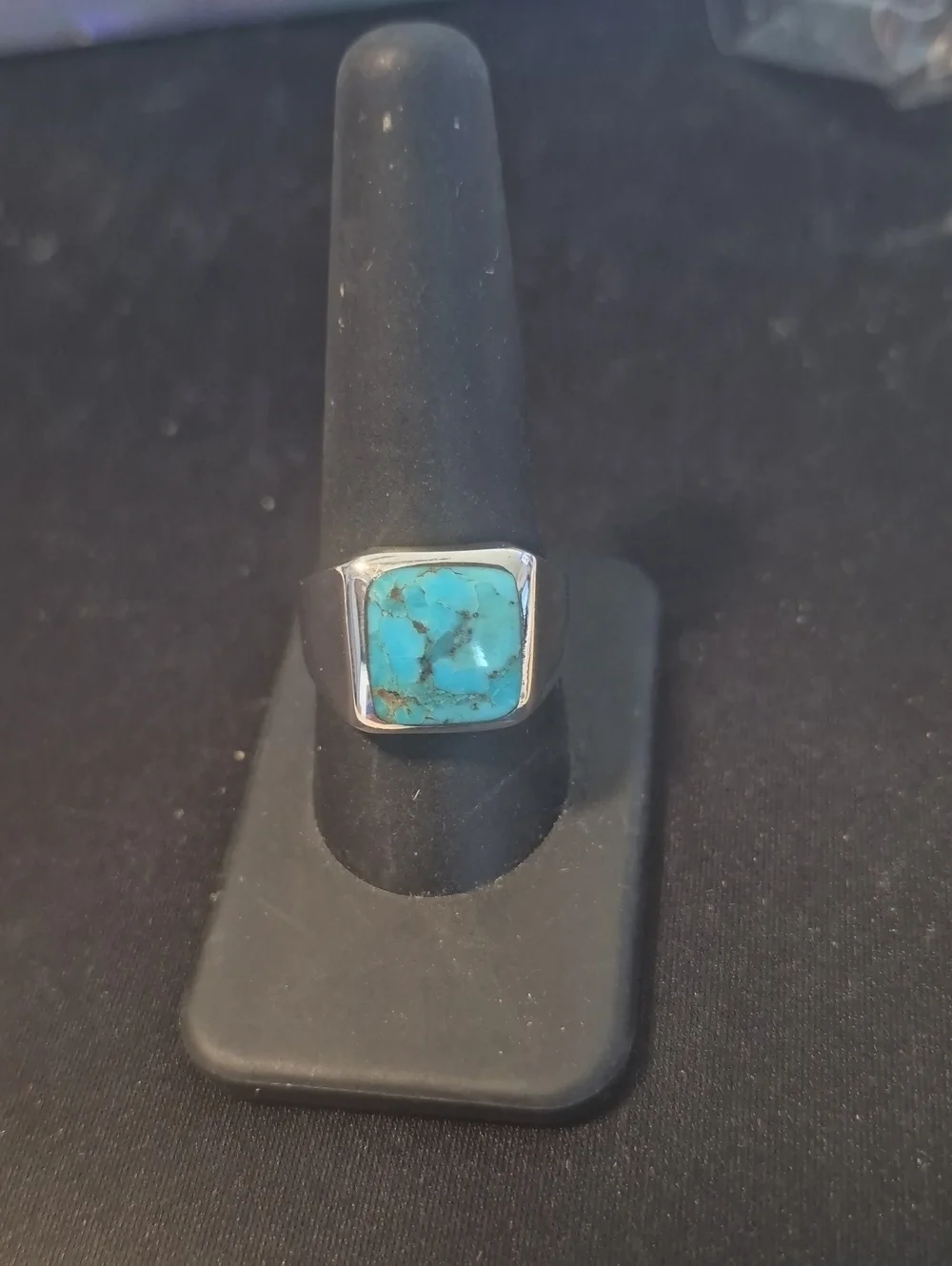 Turquoise Stone Silver Ring - Blue Turquoise Statement Ring